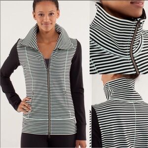 Lululemon Daily Yoga Jacket Classic Stripe Mint & Black Jacket, Size 4